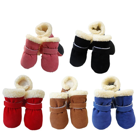 Lot de 4 chaussures d'hiver épaisses et chaudes pour chien,antidérapantes, imperméables